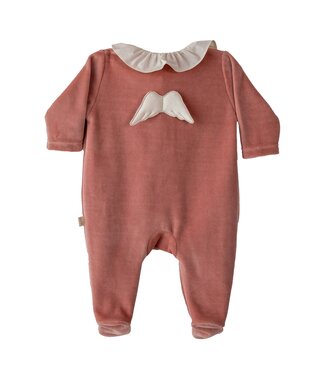 Babypakje velours oud roze 'engel'