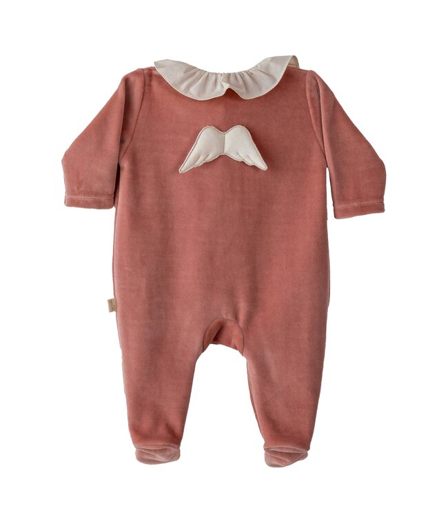 Babypakje velours oud roze 'engel'