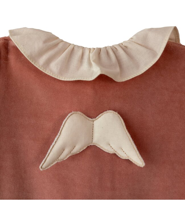 Babypakje velours oud roze 'engel'