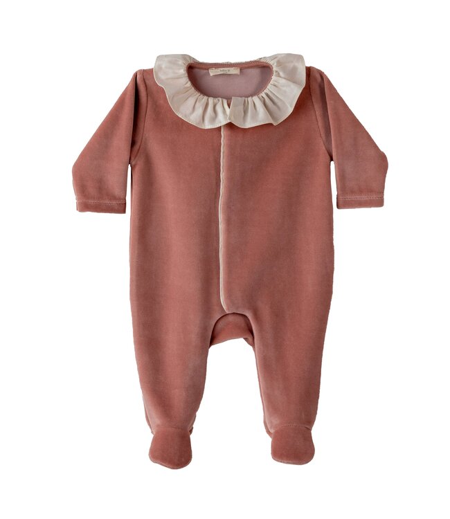 Babypakje velours oud roze 'engel'