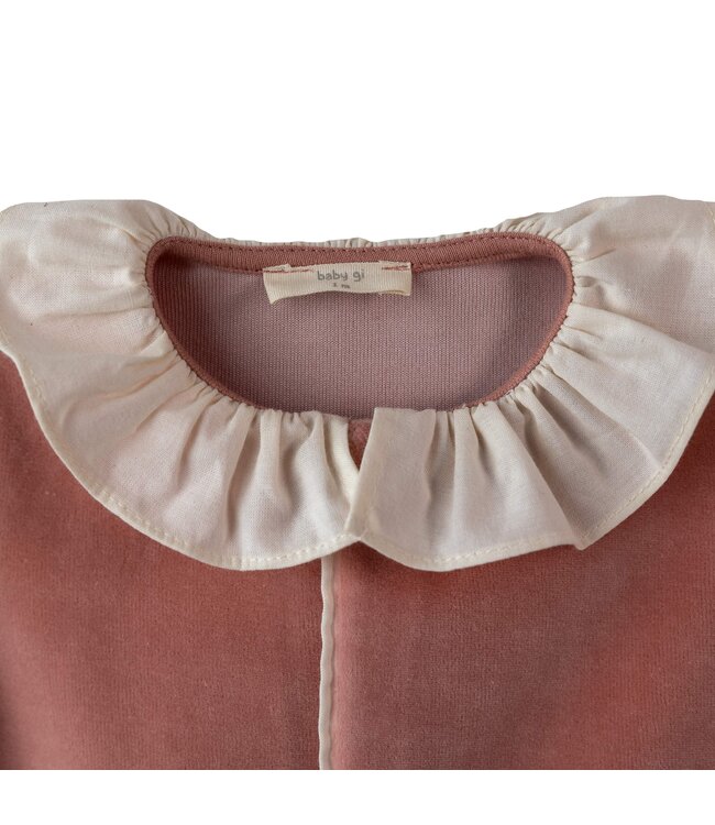 Babypakje velours oud roze 'engel'