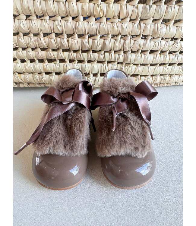 Stabifoot Lakschoentje vichy bruin met afneembaar donsje