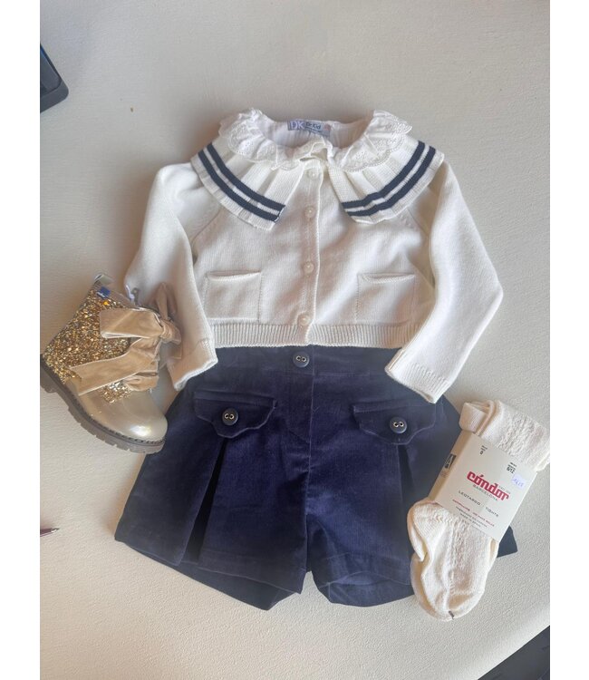 Blauw shortje ribfluweel