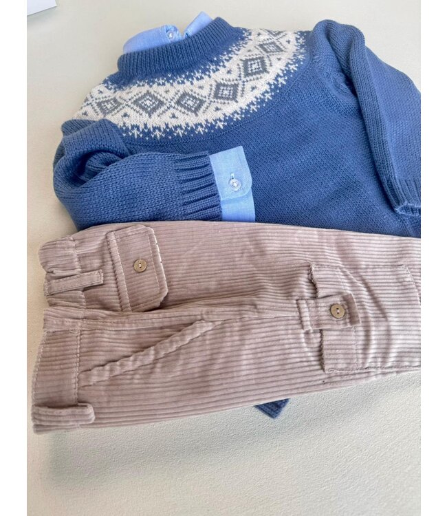 Velours biker broek taupe