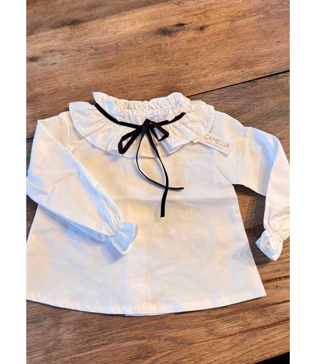 Bloesje ecru met zwart lintje Camellia