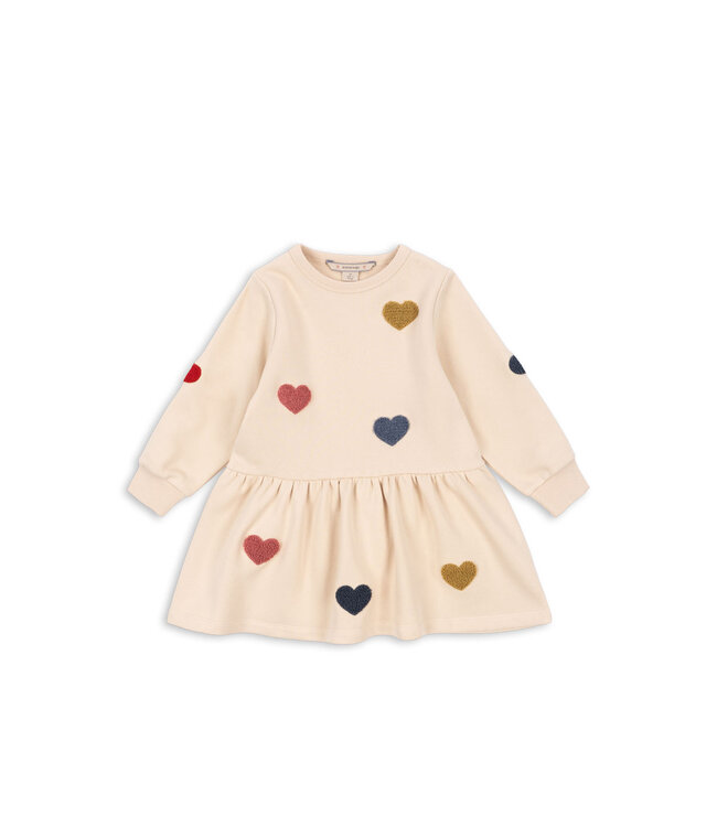 Konges Slojd Kleedje met hartjes  Lou-sweatjurk