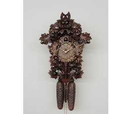 Hettich Uhren Reloj de cuco originalmente hecho a mano en la Selva Negra, 33 cm de alto y 23 cm de ancho con tallado artesanal