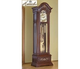 Hettich Uhren Exclusive Grandfather Clock No.38-50 walnut lacquered with inlaid marquetry in the Black Forest made Dimensions: 208x65x35cm