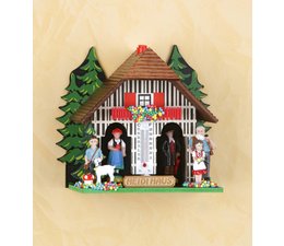 Trenkle Uhren Weather house in the Black Forest made out of wood, the figures show the weather and so how a weather house: Inside the cottage weather a gut string, which changes in the air humidity changes reagiert.Dabei is he