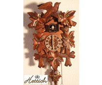 Hettich Uhren Pendule coucou 23cm avec fleurs peintes à la main avec mouvement à quartz et arrêt automatique de nuit avec 12 mélodies différentes