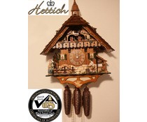 Hettich Uhren Model 2012 Schwarzwaldhof Orginal in the Black Forest handmade cuckoo clock Black Forest house style 47cm high with movable wood chipper dance figures and mill wheel