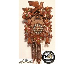 Hettich Uhren Very nice handmade cuckoo clock 23 cm high and hand-painted flowers