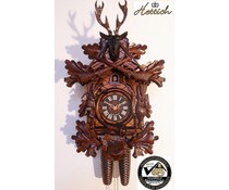 Hettich Uhren Reloj de cuco original de la Selva Negra con mecanismo de cremallera de 8 días Motivo de pieza de caza de 40cm