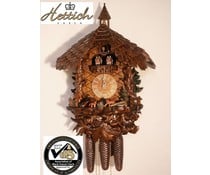 Hettich Uhren Original Black Forest cuckoo clock with 8 days of music-dancer-rack mechanism with very high-quality carved carvings 47cm high and 40cm wide - Copy