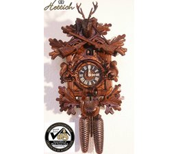 Hettich Uhren Muy hermoso reloj de cuco, hecho a mano en la Selva Negra, 40 cm de alto con tallado artesanal