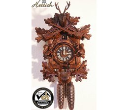 Hettich Uhren Very beautiful cuckoo clock, handcrafted in the Black Forest, 40cm high with handcrafted carving
