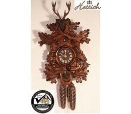 Hettich Uhren Mano Foresta Nera Orologio a cucù originale realizzato 40 centimetri alto con hangefertigter Caccia motivo carving - Copia