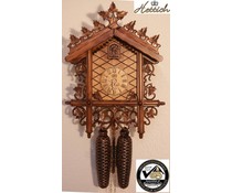 Hettich Uhren Originele Zwarte Woud Cuckoo Clock Station House met 8 daags uurwerk met een zeer hoogwaardige afwerking carving 52cm hoog en 36cm breed - Copy