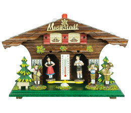 Trenkle Uhren Weather house in the Black Forest made out of wood, the figures show the weather and so how a weather house: Inside the cottage weather a gut string, which changes in the air humidity changes reagiert.Dabei is he