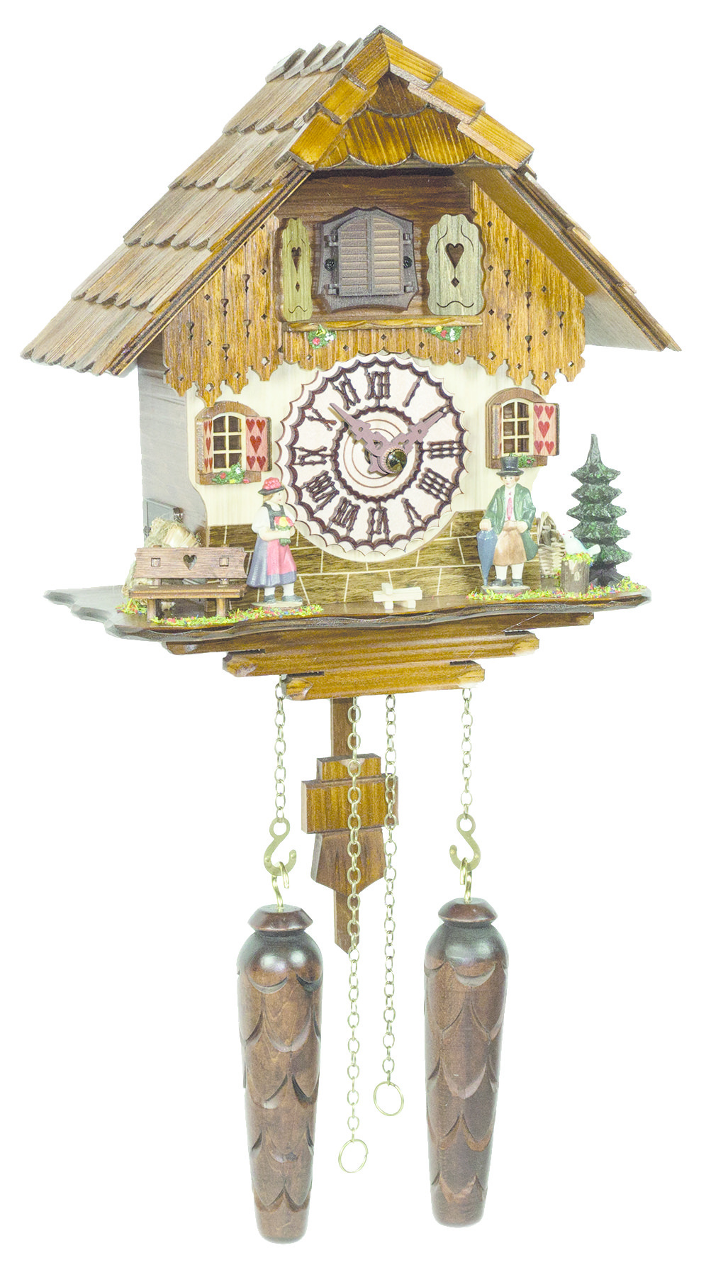 Maravilloso reloj de cuco de 25cm con techo de tejas de madera