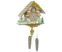 Trenkle Uhren Cuckoo clock 25cm with handmade wooden shingle roof and moving dance figures with quartz movement and light sensor