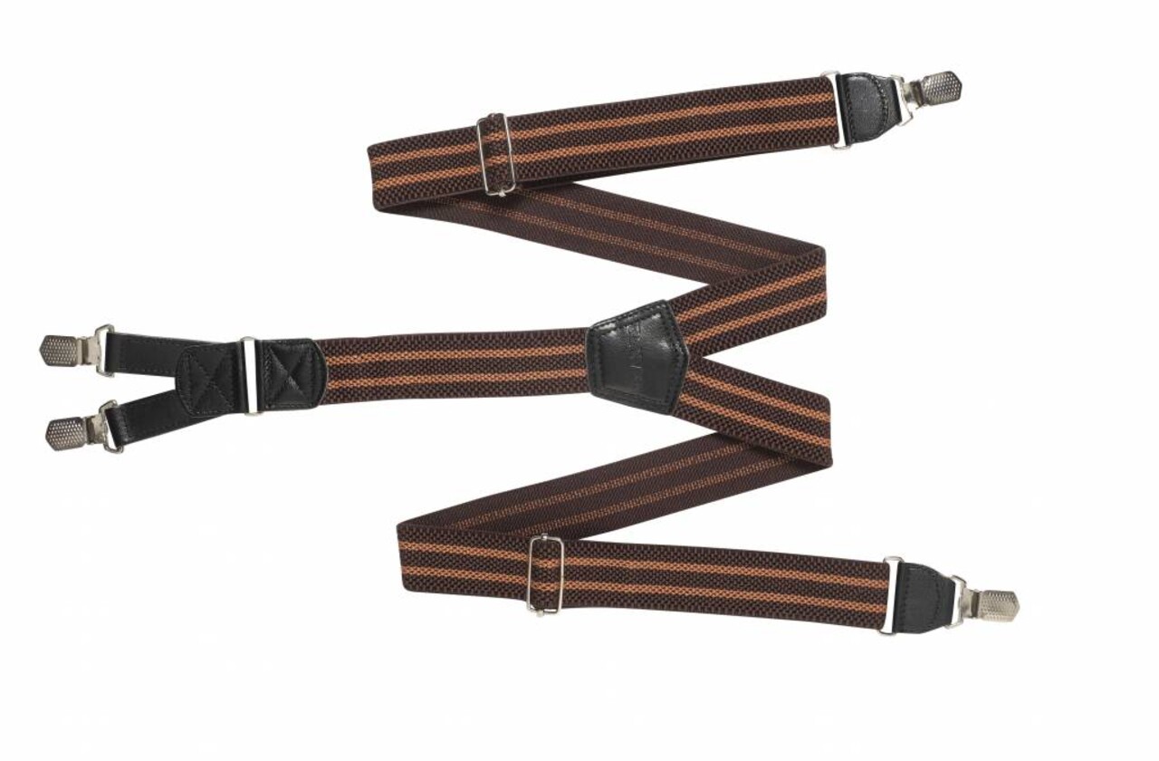 Hosenträger braun mit orangen Streifen