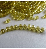 Glasschliff Perlen Strang - 6 mm oliv gelb