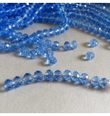 Glasschliff Perlen Strang - 6 mm blau