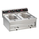 Caterchef friteuse 2x12ltr 400V 9000W incl. aftapkranen rvs 18/10