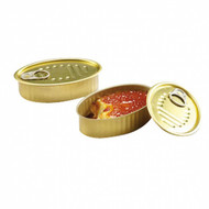 Sardineblikje ovaal m/deksel gold aluminium 11,2x7x3(h)cm doos à 30 Sardineblikje ovaal m/deksel gold aluminium 11,2x7x3(h)cm doos à 30
