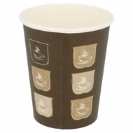 Koffiebeker karton 240ml bruine print pak à 50 stuks Koffiebeker karton 240ml bruine print pak à 50 stuks