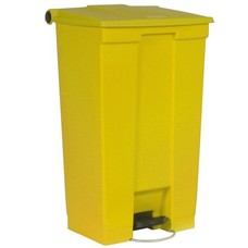 Pedaalemmer afvalbak m/wieltjes 87ltr geel 50x41x82,5cm Rubbermaid