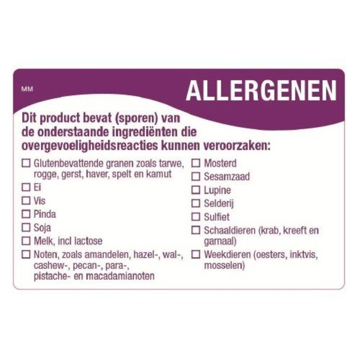 Multi allergenen sticker makkelijk verwijderbaar 500/rol