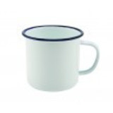 Emaille mok met blauwe rand 360 ml – per 12 stuks