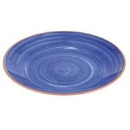 Melamine La Vida serveerschaal Ø40,5 H5,5cm blauw binnen blauw dekor buitenzijde terra cotta