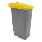 Afvalcontainer 85 liter verrrijdbaar met gele deksel