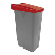 Afvalcontainer 85 liter verrrijdbaar met rode deksel