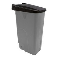 Afvalcontainer 85 liter verrrijdbaar met zwarte deksel
