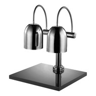 Warmhoudunit m/2 lampen chroom en marmeren plateau