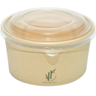Depa Saladebak bamboe papier met PP deksel 1000ml 6 pak á 50 = 300 stuks
