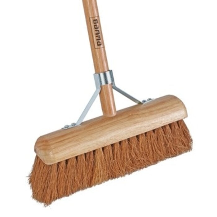 Bezem kokos 40cm m/steelklem en steel hout