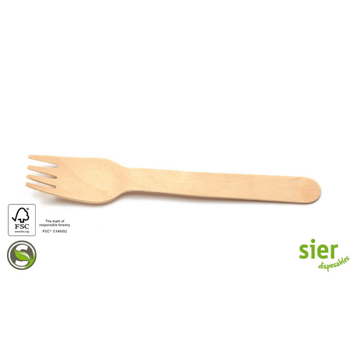 Sier Disposables Vork hout 16cm doos à 100 stuks