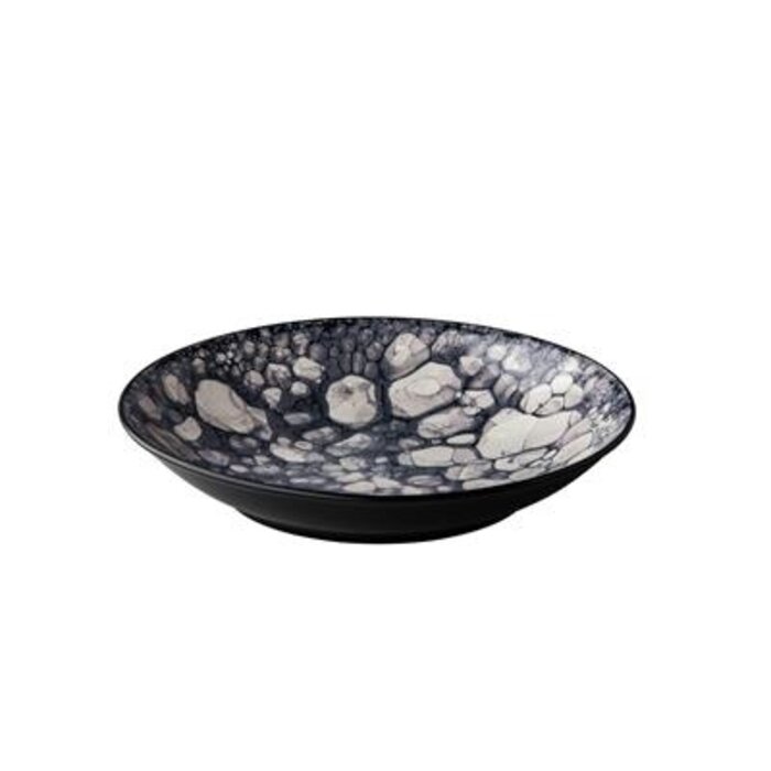Q Authentic Bubbles diep bord zwart Ø25,5cm H5cm doos à 3