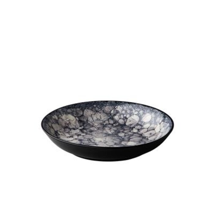 Q Authentic Bubbles diep bord zwart Ø21cm H4cm doos à 6