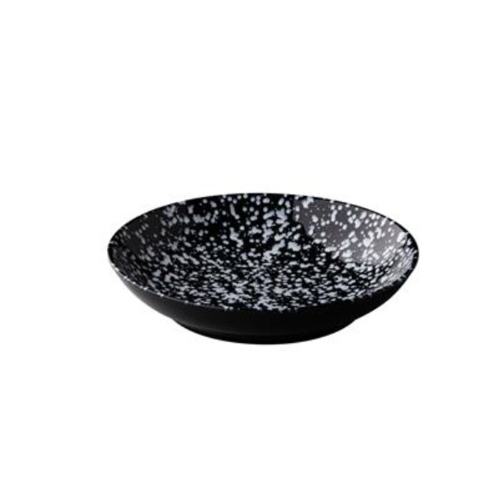 Q Authentic White Spots diep bord zwart 23cm doos à 12