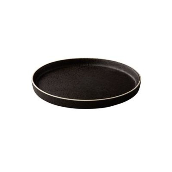 Q Raw Bristol tweezijdig bord m/opstaande rand zwart Ø17cm H2cm doos à 4