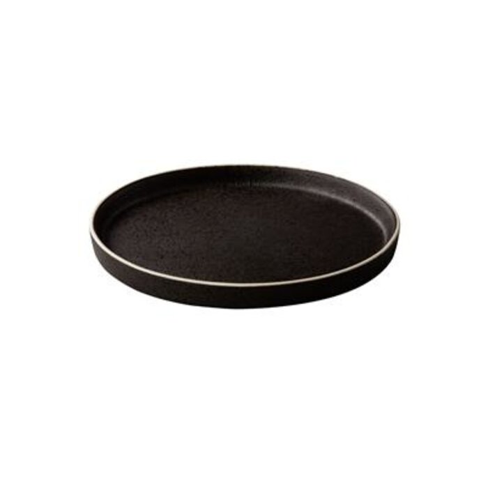 Q Raw Bristol tweezijdig bord m/opstaande rand zwart Ø22cm H2cm doos à 4