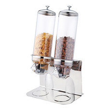 Dispenser rvs/polycarbonaat 2x4ltr 60(H)x36x24cm tbv muesli enz.