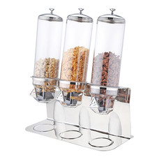 Dispenser rvs/polycarbonaat 3x4ltr 60(H)x54x24cm tbv muesli enz.