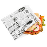 Hamburger/pizza zakjes "Times" vetvrij papier 2-zijden geopend  afm: 17x18cm pak à 500
